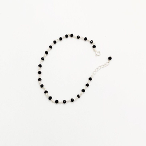 925 Silver Black Beads Bracelet