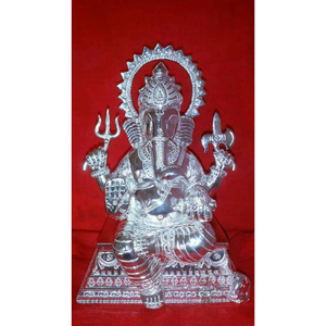 Unique Look Poli Betha Ganpatiji Murti(Bhagva