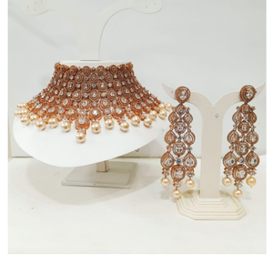 Gold-plated diamond work wedding wear choker 