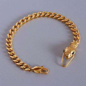 18Kt Yellow Gold Serpent Snake Head Curb Cuba