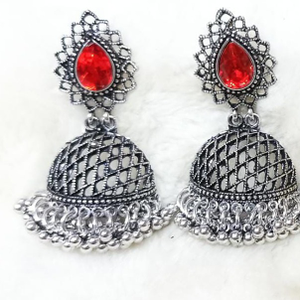 Red stone  trendy artificial earring 