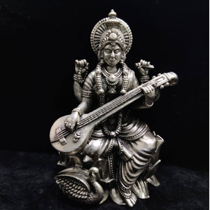 Pure Silver Saraswati Idol in High Finishing 