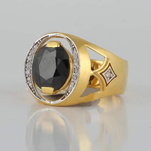 22 Carat gold gents black stone ring  RH_vt10