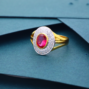 22k 916 Light Pink Diamond Gold Ring For Gent