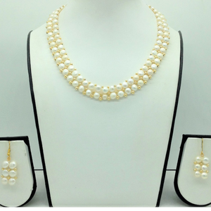 Freshwater White Button Pearls 2 Lines Neckl