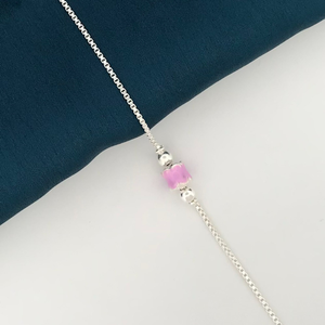 925 Silver Pink Design Rakhi