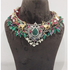 Designer Fusion Silver Necklace with Stylish 