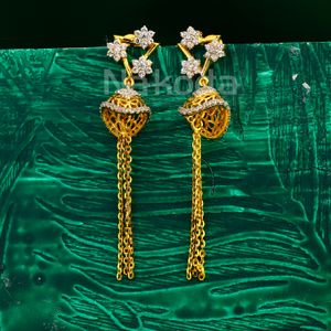 22CT Gold CZ Women's Delicate Jhummar Earring