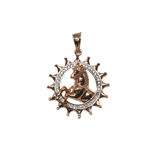 925 Sterling Silver Round Shaped Horse Pendan