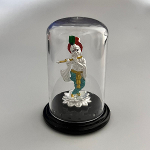 999 Silver Krishna Emerald Idol