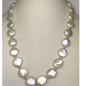 Freshwater white dot baroque pearls mala JPM0