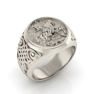 14 kt real solid white gold st. michael fight
