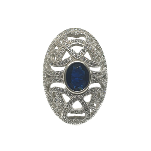 925 Sterling Silver Oval Shaped Blue Stone Ri
