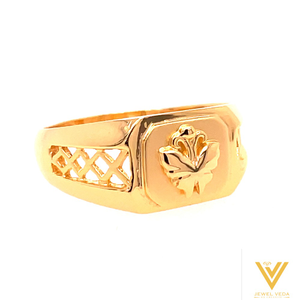 22k yellow gold ridge plain ring