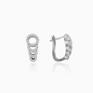 Silver zircon elegant loop earrings