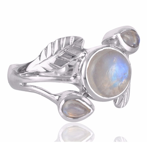 Natural Rainbow Moonstone Gemstone 925 Sterli