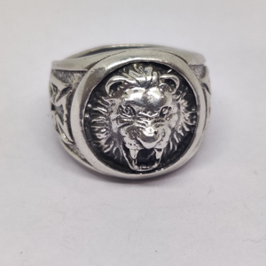 925  sterling silver lion design mens ring