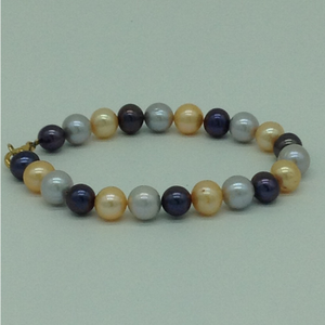 Multi colour round pearls 1 layer bracelet