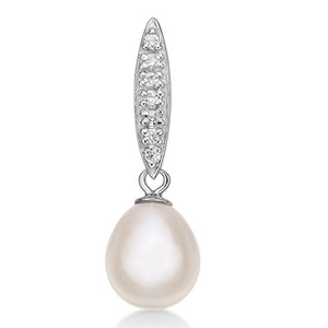 Silver Pearl With Diamond Pendant