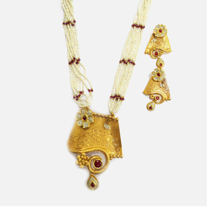916 Gold Antique Bridal Necklace Set RHJ-4125