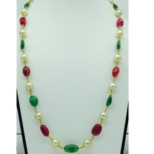 South Sea Pearls With Ruby;Emerald Tumbles Go