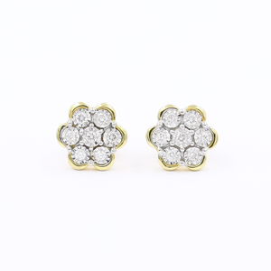 Abundant Floral Diamond Stud 14KT Earrings