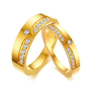 18 Kt   Yellow Gold CZ Stones His & Her W