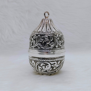 Real silver nariyal in antique carvings for p