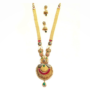 22k gold antique long necklace set mga - gn00