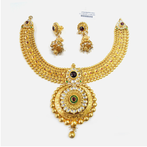 916 Gold Traditional Bridal Necklace Set RHJ-