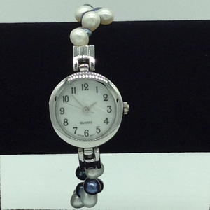 Freshwater White and Black&nbsp;Oval ZigZag&nbsp;Pear