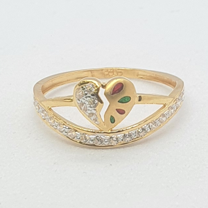 Gold 91.6 Heart Shape Ladies Ring