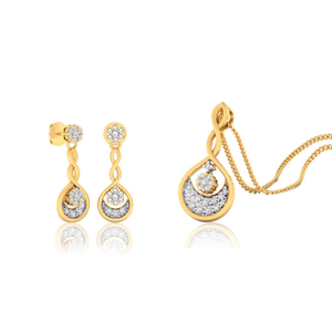 22k gold cz moon pendant set