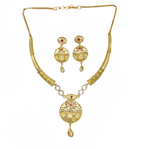 Beautiful 1 Gram Gold Plated Necklace Set MGA