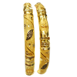 22k Gold Oxidised Fancy Kada Bangles MGA - GP
