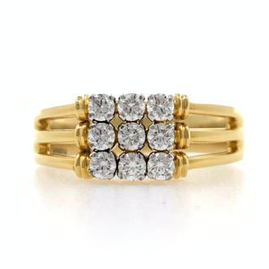 18kt yellow gold elegant 9 diamond gents ring