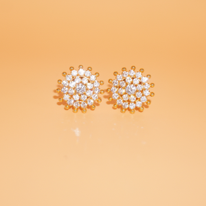 916 Gold Amethyst Floral Earrings