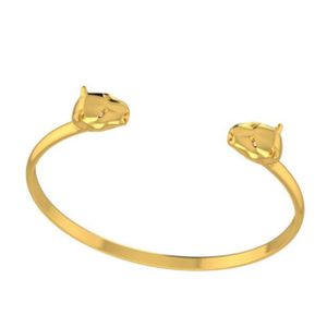 18 kt yellow gold panther face cuff bracelet 