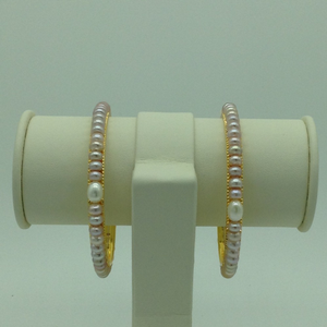 Pink And White Pearls Bangles JBG0082