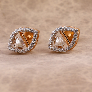 18kt cz rose gold classic ladies earring re20