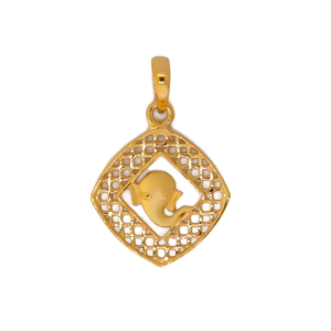 22k yellow gold ganesha square shape pendant