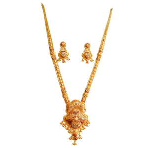 22k gold kalkatti rajwadi necklace with earri
