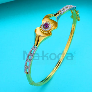 750 Gold CZ Ladies Stylish Kada Bracelet LKB2