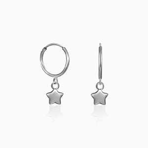 Silver mini star hoop earrings