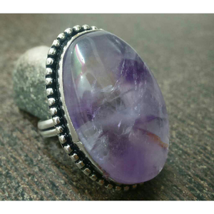 Natural Amethyst Fine Ring Silver Plated