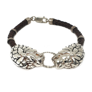 925 sterling silver lion bracelet mga - krs00