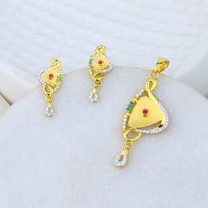 22k 916 gold pendant and earring set for ladi