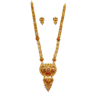 22k Gold Kalkatti Necklace With Earrings MGA 