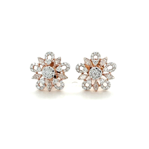 Flower-Shaped Diamond Earrings in 14k Rose Go