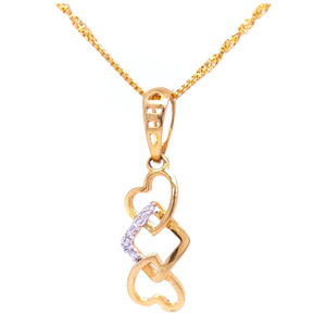 Two heart mingle delicate diamond pendant